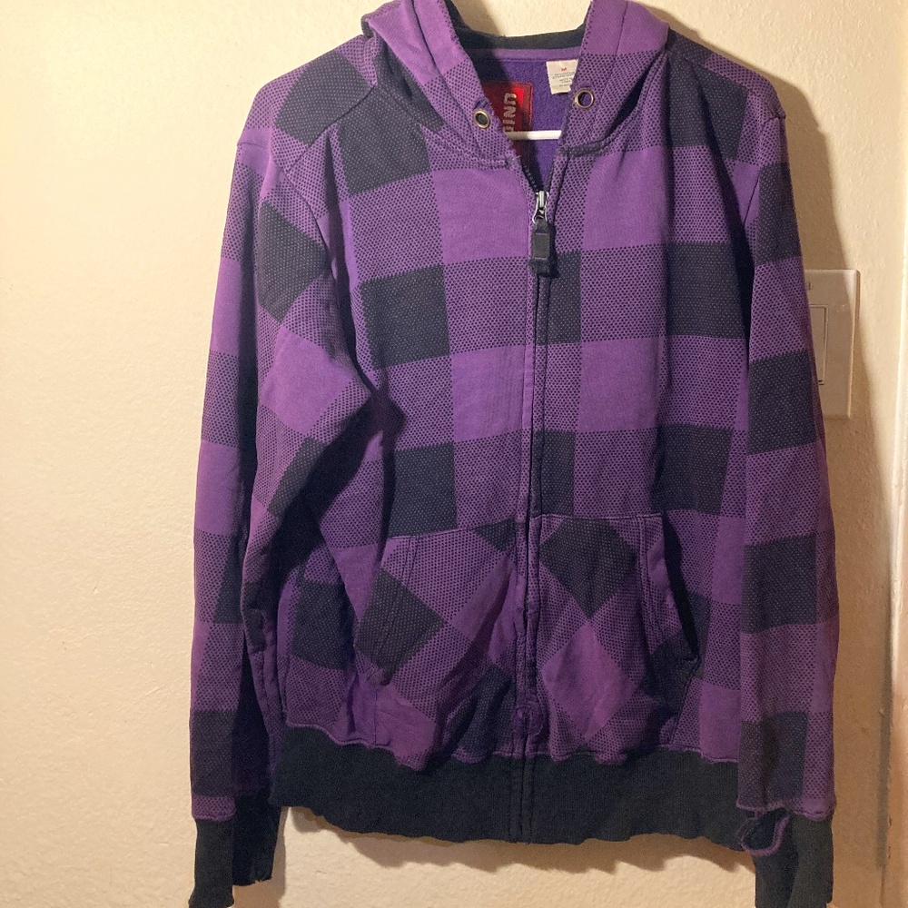 Classic Purple Plaid Emo Hoodie UNIONBAY Size M